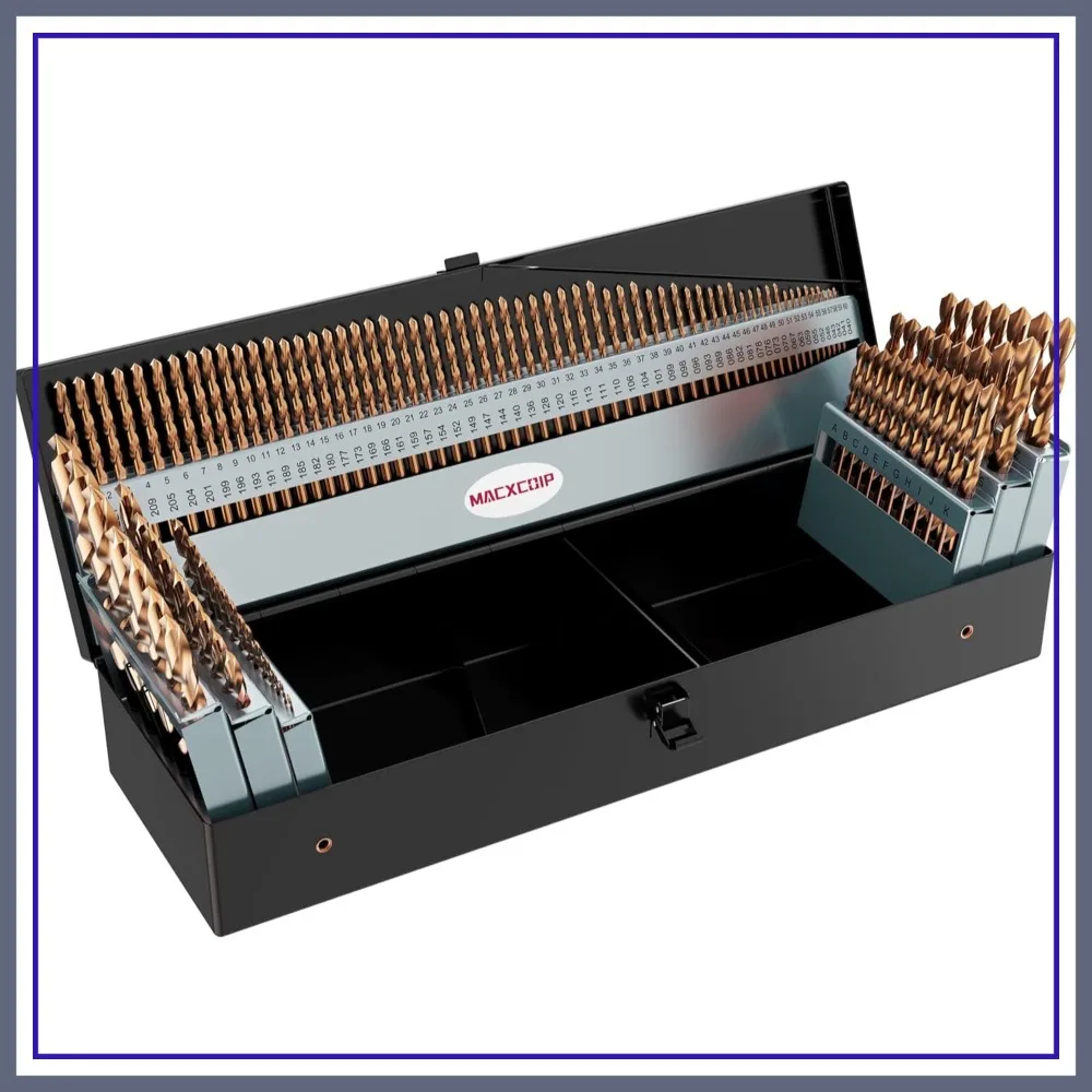 

115Pcs M35 Cobalt Drill Bit Set, 1/16"-1/2", A-Z, #1-#60, HSS Twist Bits for Metal, Stainless Steel, Wood, Plastic
