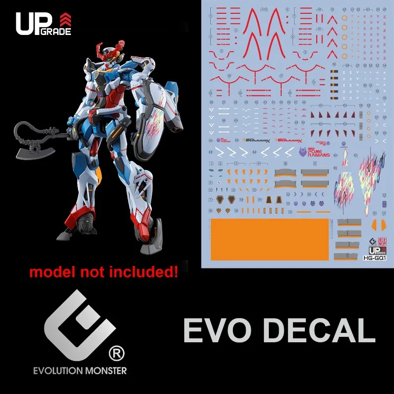 EVO Decals HG-GQ1 Fluorescent Water Slide Decals For HG 1/144 GMS-Ω GQuuuuuuX Mobile Suit Model Hobby Modified Water Stickers