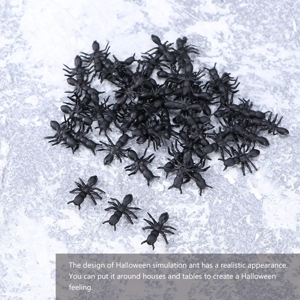 

100Pcs Realistic Halloween Ants Lightweight Portable Frightening Decor for Home Table Party Scare Prank Tricky Insect Props