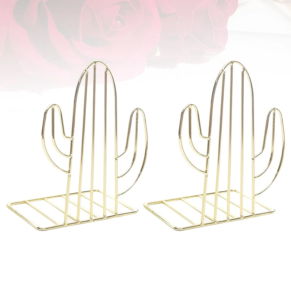 

1 Pair Book Stand Organizer Iron Wrought Cactus Design Desktop Storage Holder For Books Magazines Files Cds Office Home