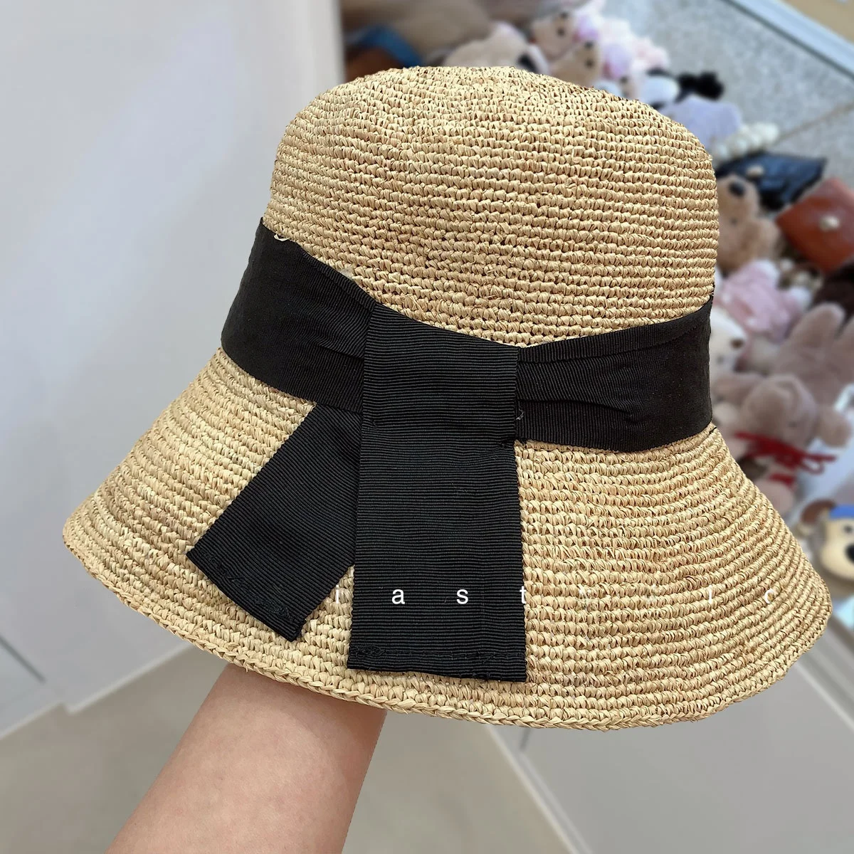 sun-protection-hat-sun-hat-knot-sunshade-hat-beach-vacation-high-end-large-brim-face-slimming-straw-hat