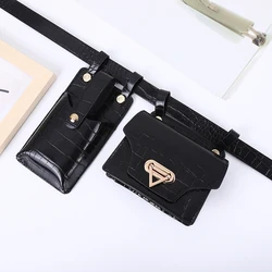 Crocodile Pattern 2 Pieces Women's Belt Bag Designer Waist Bags PU Leather Female Funny Pack Shoulder Crossbody Chest Bag Purse