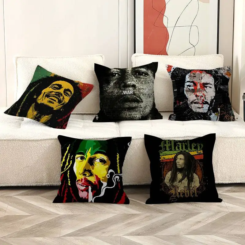 B-Bob Marley Pillow Cushion Cover Pillowcase Living Room Sofa Home Decor Customized