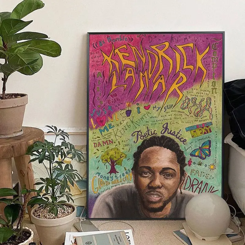 Kendrick Lamar DAMN Humble Hot Music Albums Anime Posters Vintage Room Bar Cafe Decor Aesthetic Art Wall Painting