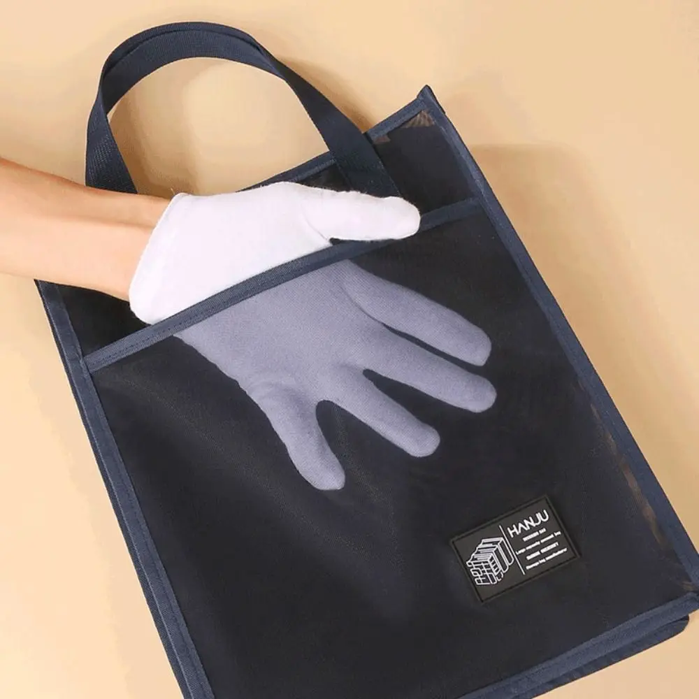 Lightweight Mesh Handbags Solid Color Reusable Canvas Tote Bags School Supplies Large Capacity Student Book Shoulder Bag