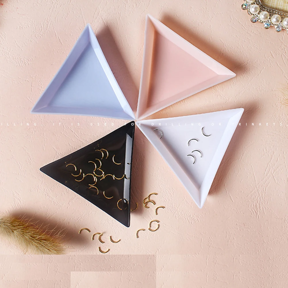 

80 Pcs Nail Art Accessories Storage Tray Manicure Trays Triangular Diamond for Technician Tools White