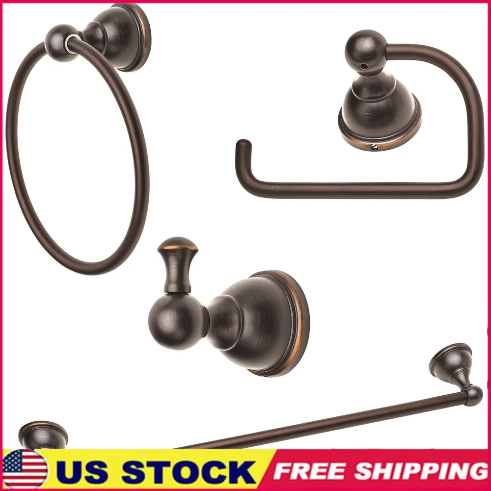 

Набор аксессуаров для ванной комнаты из 4 предметов, крючок для халата, вешалка для полотенец, держатель для папиросной бумаги, кольцо для полотенец, простая установка, прочная бронзовая отделка