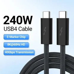 USB4 Type-C Cable 240W & 40Gbps Speed Thunderbolt 3/4 Compatible for Phone/iPad/Switch, 8K HD SuperSpeed Charging(7colors )