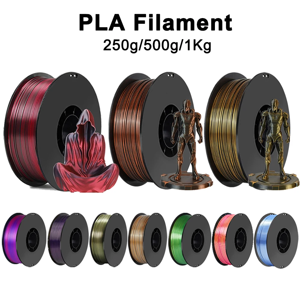 

250 г 500 г 1 кг PLA Filament Silk Black Red 3D-принтер двухцветный 1,75 мм материал для 3D-печати Волшебный двухцветный сублимационный дуотон