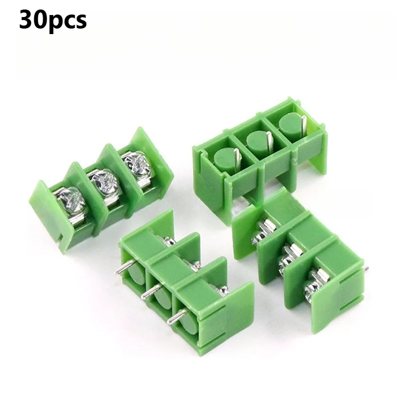 KF7.62 3P Terminal Block Connector 30Pcs Green Pluggable for DIY Electronics