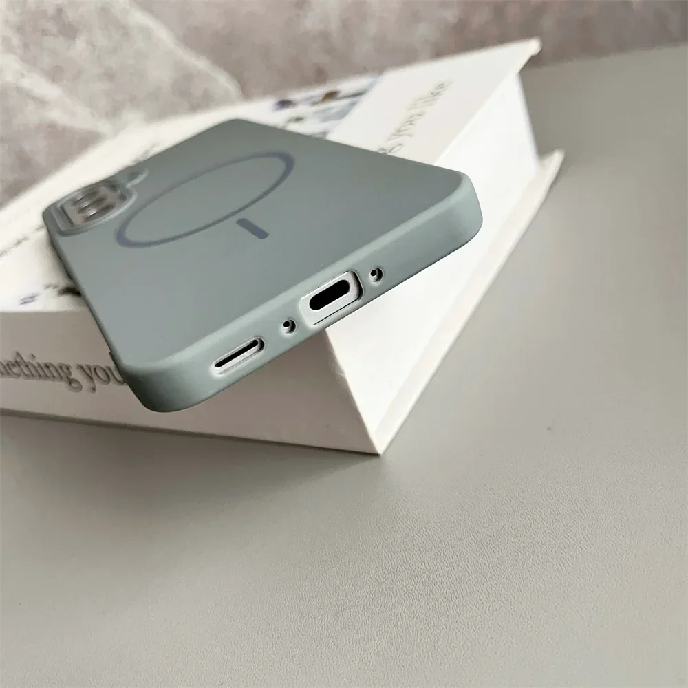 Simple For Magsafe Wireless Charging Phone Case for Samsung Galaxy S25 S24 Ultra S23 S22 A56 Matte Hit Color Lens Soft TPU Cover view 5