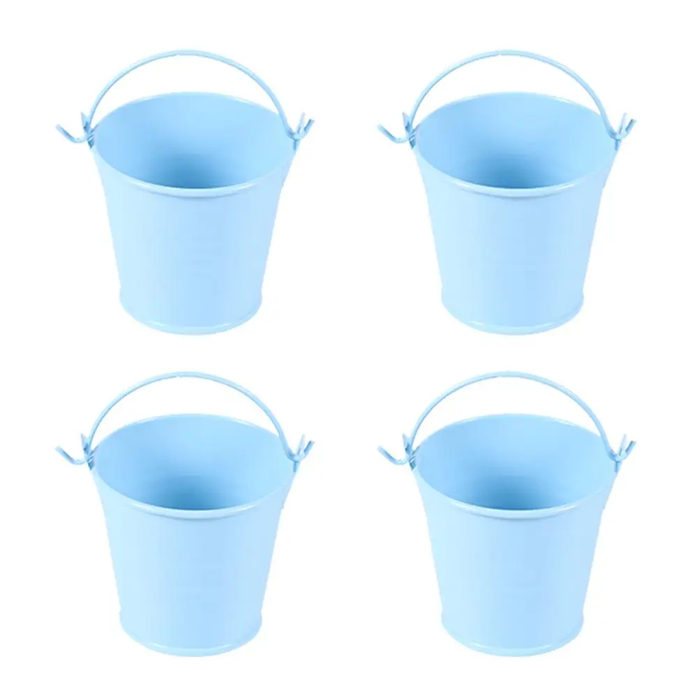 

4Pcs Iron Bucket Small Portable Flower Bucket Metal Plant Pot for Home Decor Party Supplies Gardening Tool Photo Prop