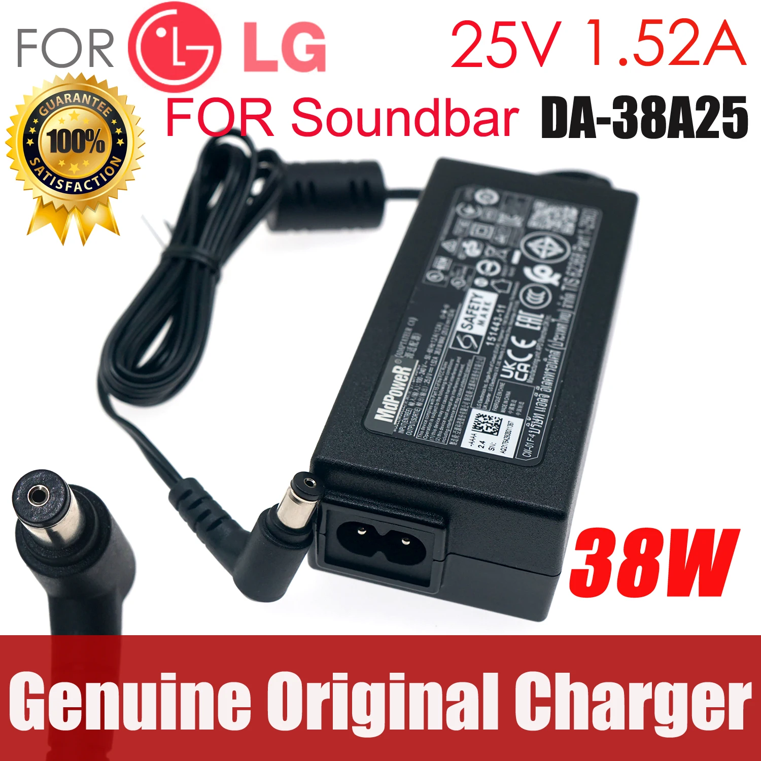 

25V 1.52A Genuine Soundbar AC Adapter For LG DA-38A25 DYF-2430 YJS048A-2402000D EAY64290801 NB3730A SJ4 Sl4 SJ7 Power Supply