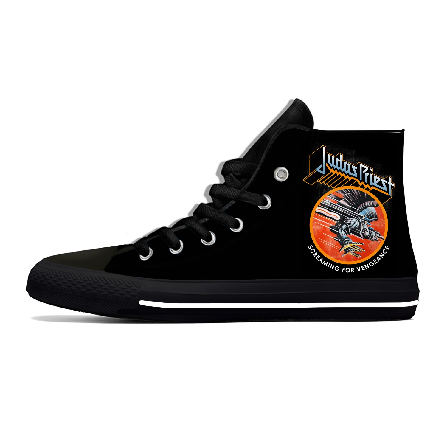 Hot Summer Judas Priest Rock Band Metal Novelty Design High Top Canvas Shoes Men Women Casual Sneakers Classic Board Shoes