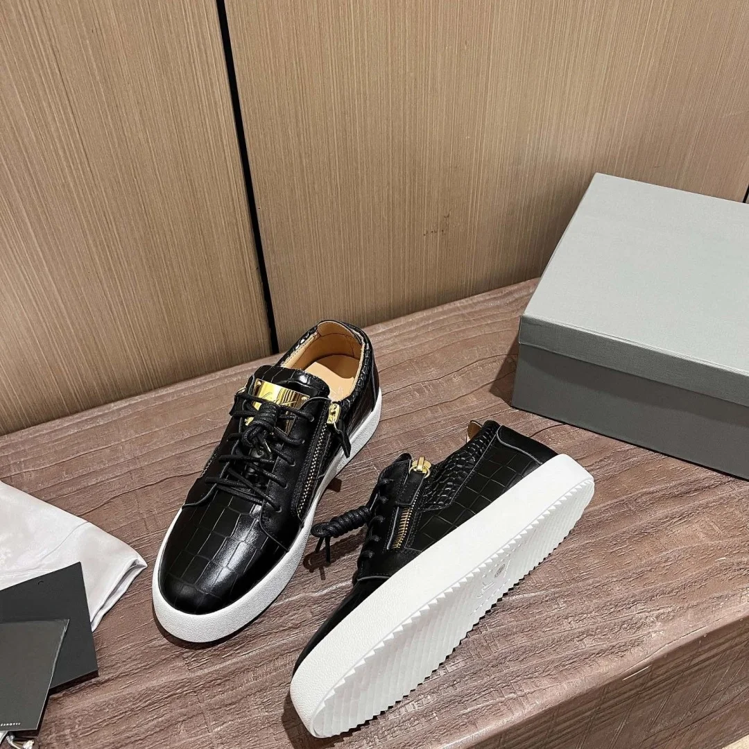 

Top Hight Quality Casual Sneakers For Men and Women Real Leather Brand Designer Unisex Tennis Shoes GZ Zipper Loafer Shoes G0409