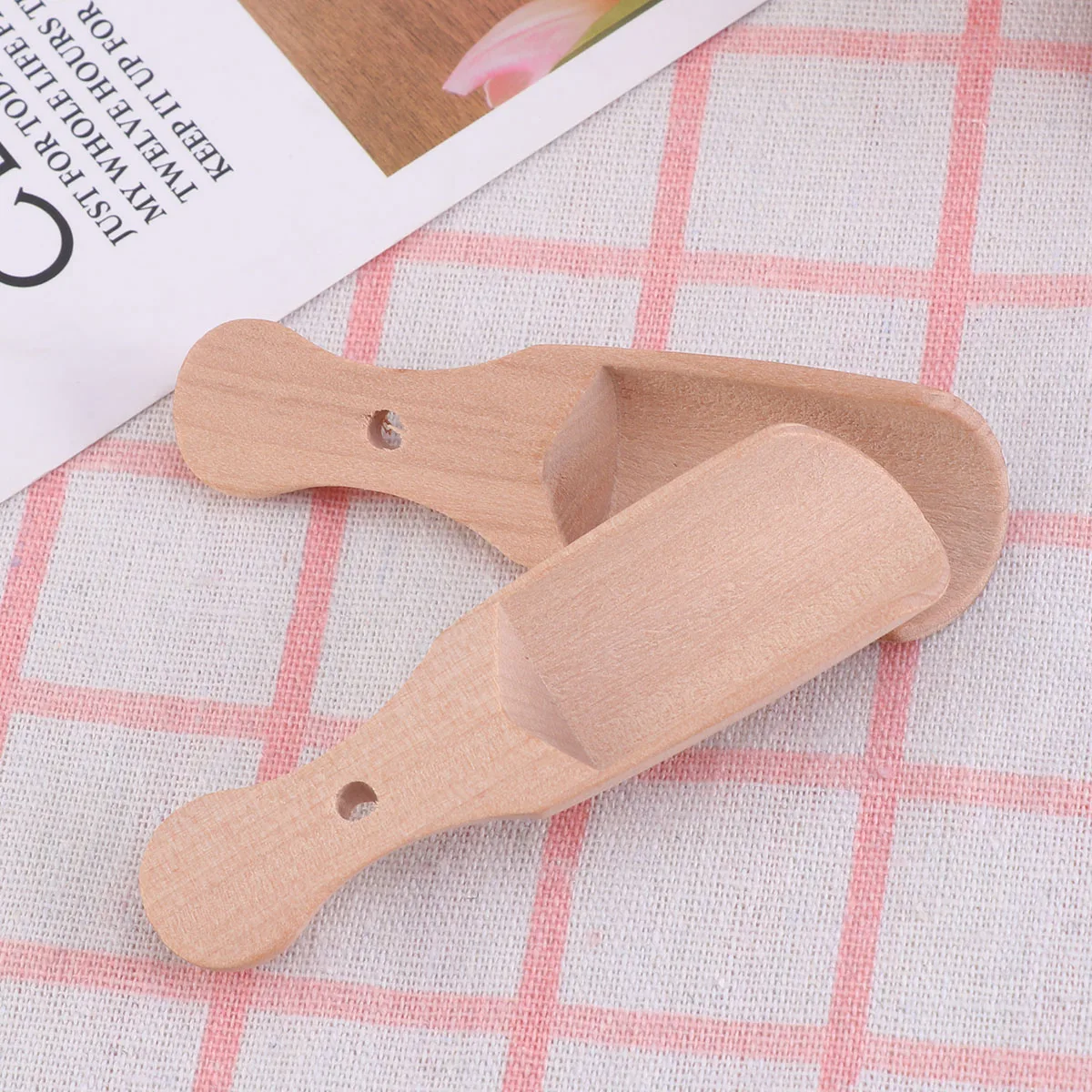 

2 Pcs Wooden Scoop Eco Friendly Small Hole H Teaware Spoon Salt Shovel Tea Coffee Flour Sugar Laundry Detergent Kitchen