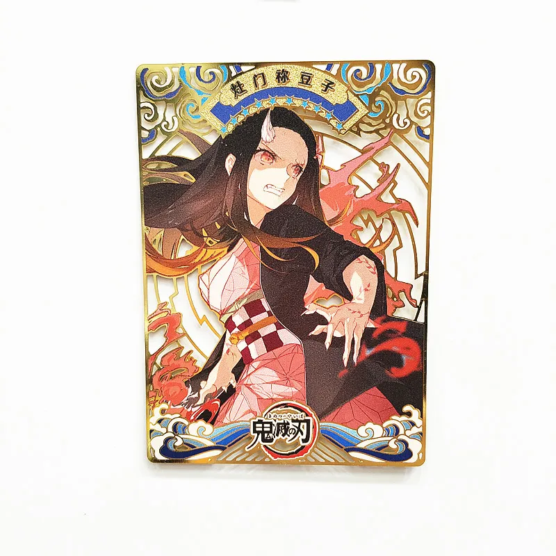 Diy Demon Slayer Metal Card Anime Characters Kamado Nezuko Agatsuma Zenitsu Kamado Nanjirou Collection Card Christmas Gift