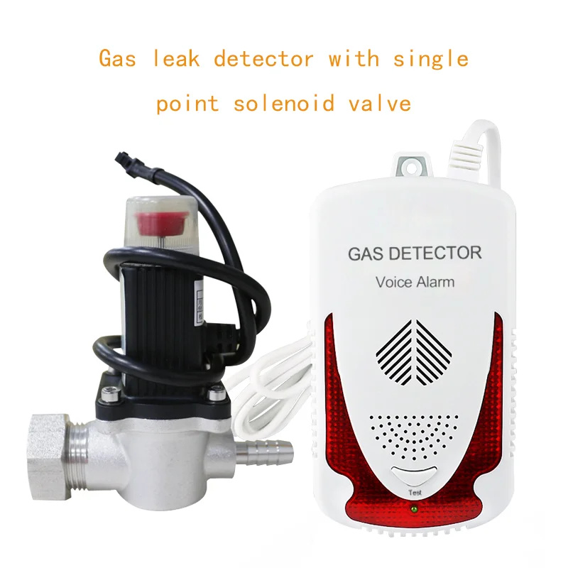 Sistema de alarma de fugas de metano Natural inflamable, Detector de fugas de Gas Combustible para el hogar con válvula solenoide de corte automático