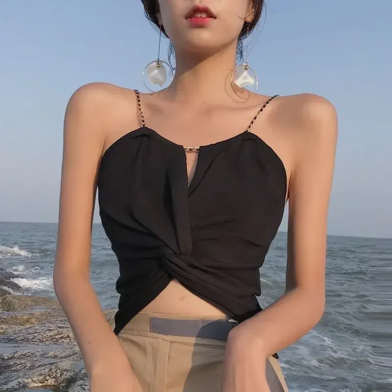 

Women Sexy Tank Tops Chic Y2K Tops Halter Off Shoulder Crop Tops Elastic Hollow out Tanks For Women Summer
