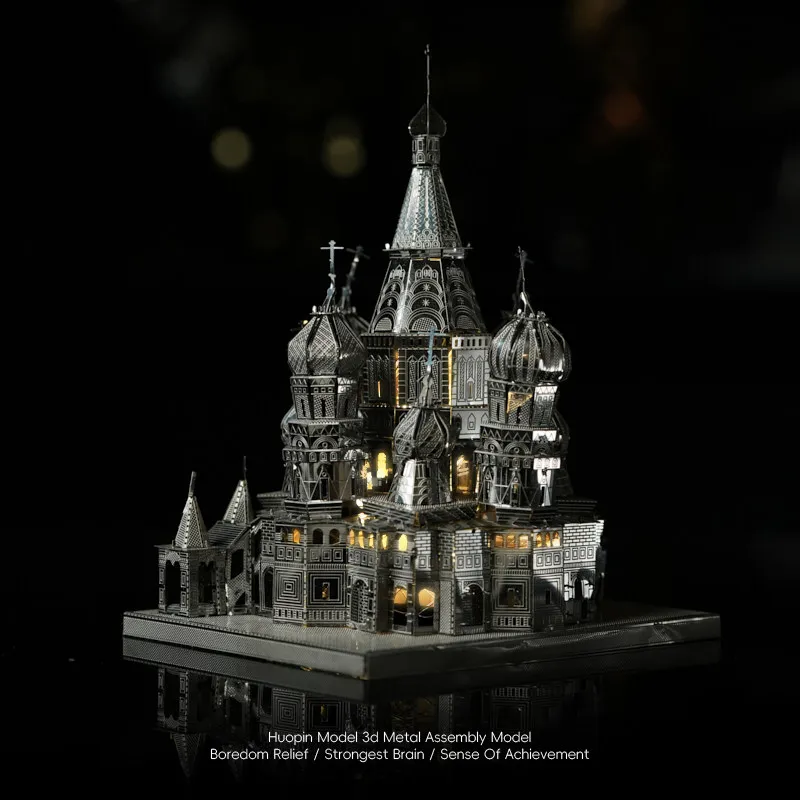 Osaka Castle Japanese Building 3D Stainless Steel Puzzle Model with Tool and Light