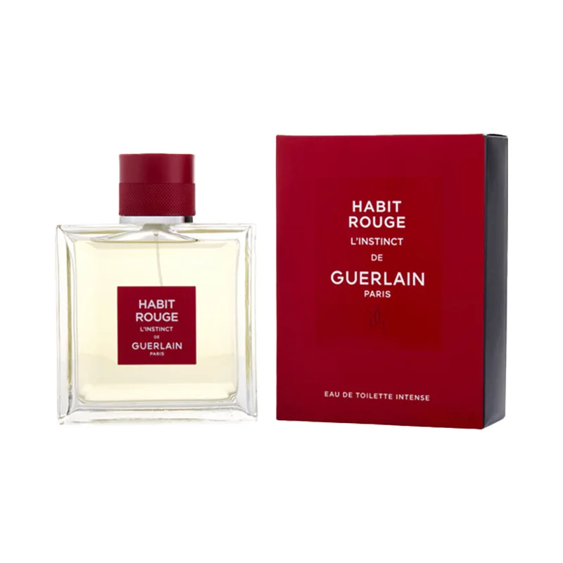 Guerlain Habit Rouge L'Instinct men Eau De Toilette بخاخ مكثف 100 مل ملاحظات عطر خشبية مع رائحة أصلية تدوم طويلاً