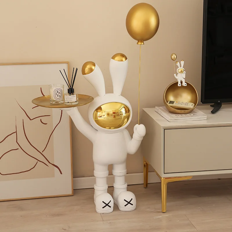 

Home Decor Sculptures & Figurines Decoration Accessories Balloon Space Rabbit Tray Landing Ornaments Living Room Resin Statues