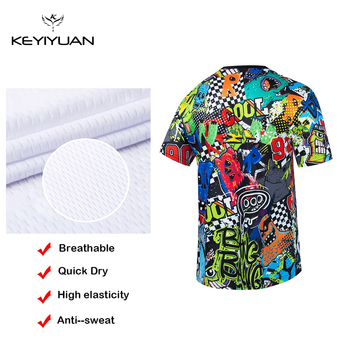 KEYIYUAN 2023 New Men Short Sleeve Mtb Downhill Jersey Motocross Shirt Mountain Bike T-shirt Mtb Bekleidung Herren Maillot Vtt