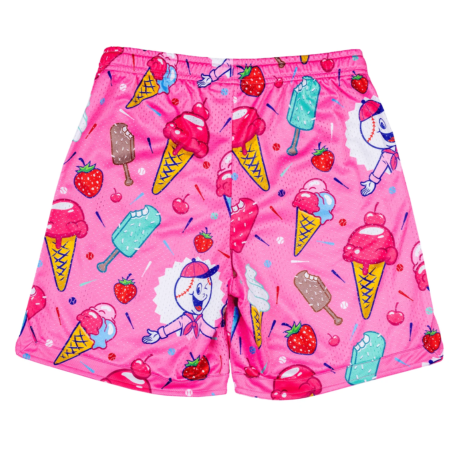 Sommer „The Ice Cream Lifestyle“ Baseball-Mesh-Shorts für Kinder/Erwachsene, übergroße, atmungsaktive, schnell trocknende Sportshorts, Herren-Laufshorts – Detail 6