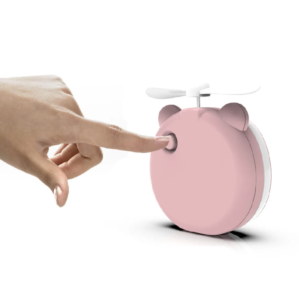 مروحة صغيرة LED مرآة ماكياج USB إعادة شحن الكرتون خنزير المحمولة جيب مروحة الوردي متعددة الوظائف هدية للنساء مرآة ماكياج LED