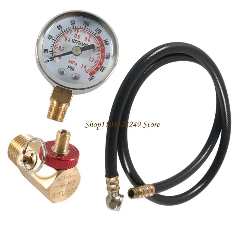 N5KD Air Maintenance Tool With Sealed Brass Valves 0-200PSI Pressure Gauge Quick Pressure Testing For Gas Systems