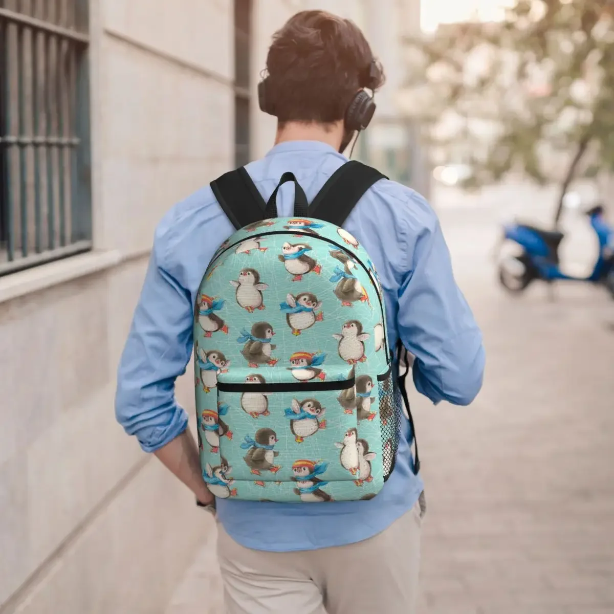 Playful Penguin Dance In Snow Student Backpack School Bag Hiking Travel Daypack for Men Women Bookbag Shoulder Bags