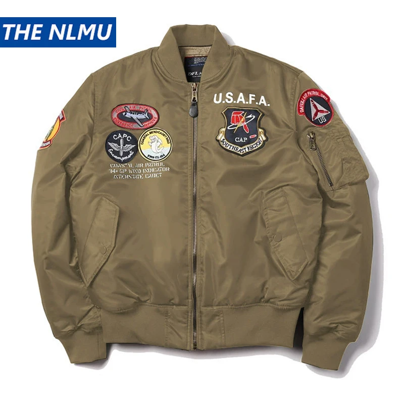 2026 American MA-1 Flight Bomber Jacket Men US Air Force Embroidery Baseball Jacket Plus Size Thick Coat Parka US SIZE XXS-XXL