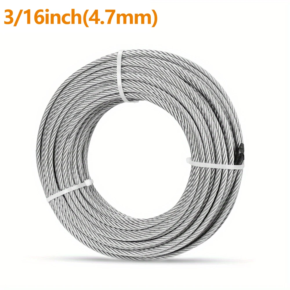 

Трос стальной 3/16 из нержавеющей стали 304, прочность на разрыв 3700 фунтов, конструкция 7x19, авиационный кабель для зиплайна, ограждений, бельевой веревки