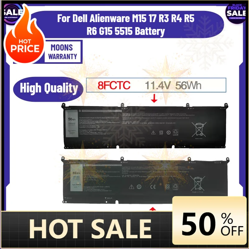 SWZY 69KF2 8FCTC Laptop Battery for Dell Alienware M15 17 R3 R4 R5 R6 G15 5515 Battery