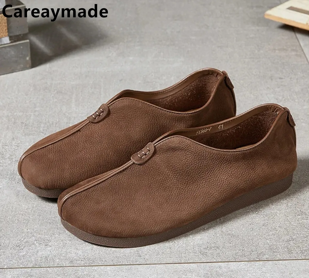 Careaymade-Genuine leather women\'s single shoes soft sole soft leather comfortable retro handmade men\'s large size Couple Shoes