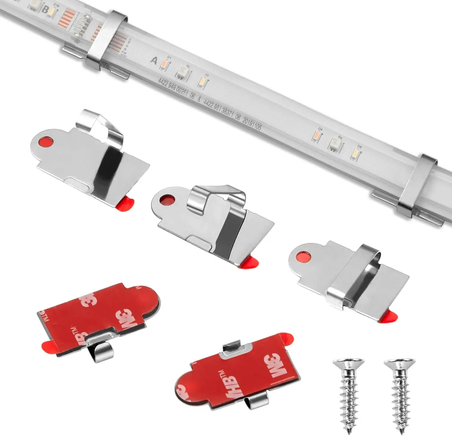 100 Pack Double Fix LED Tape Light  Bracket Self Adhesive LED Strip Clips Use for Width 10-17mm/0.39-0.66in Height 5.0mm/0.19in