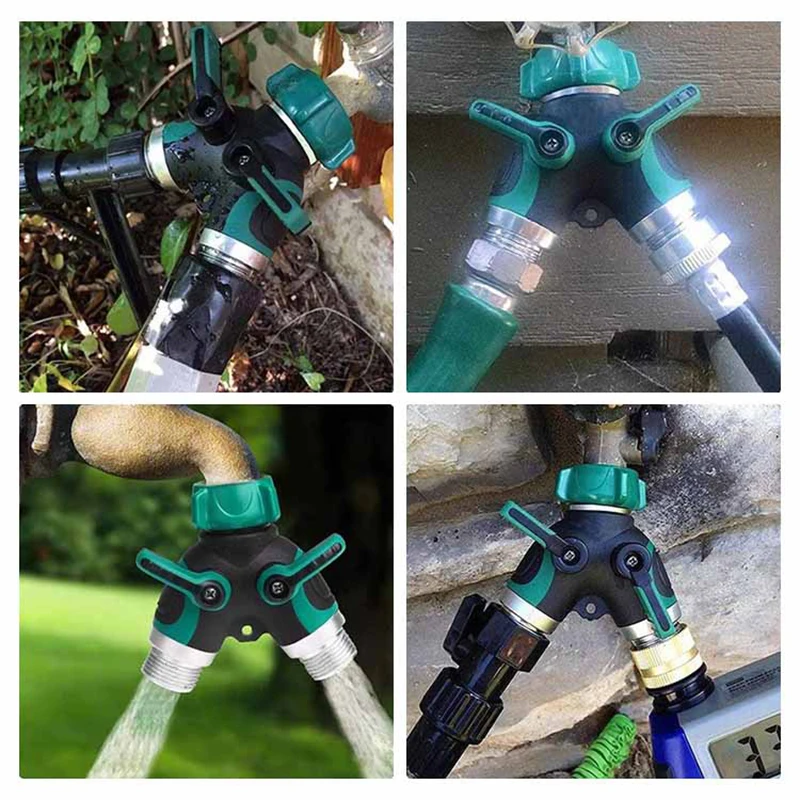 Y Type Garden Hose Splitter 3/4 Inch Two Way Water Tap Connector Outdoor Water Distributor