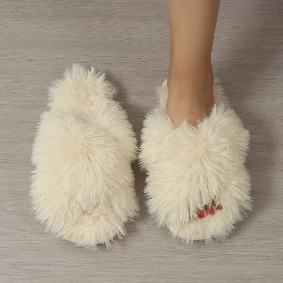 Women's Indoor Slippers 2026 Autumn and Winter New Plush Home Lazy Slippers Anti slip Durable Fashion Warm Sandals Slippers