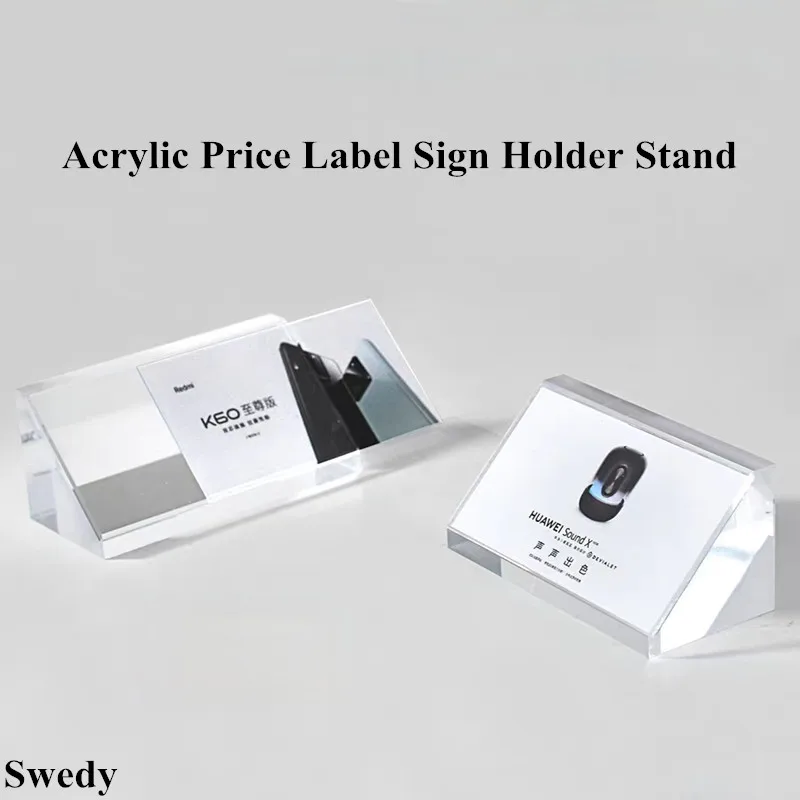 50x25mm Small Price Label Card Tags Table Number Name Menu Holder Mini Acrylic Sign Holder Display Stand