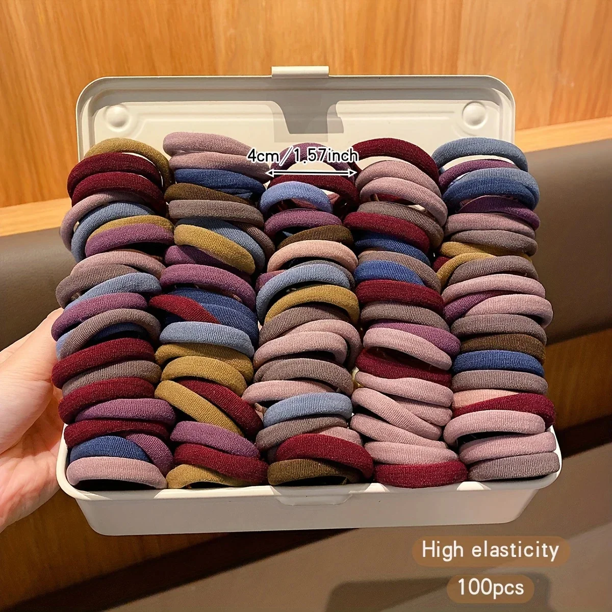 

100 PCS Style Candy Colors High Elastic Hair Band Accessories Girl Bow Hair Ring Fashion Simple Ponytail Holder Hair Tie Highly