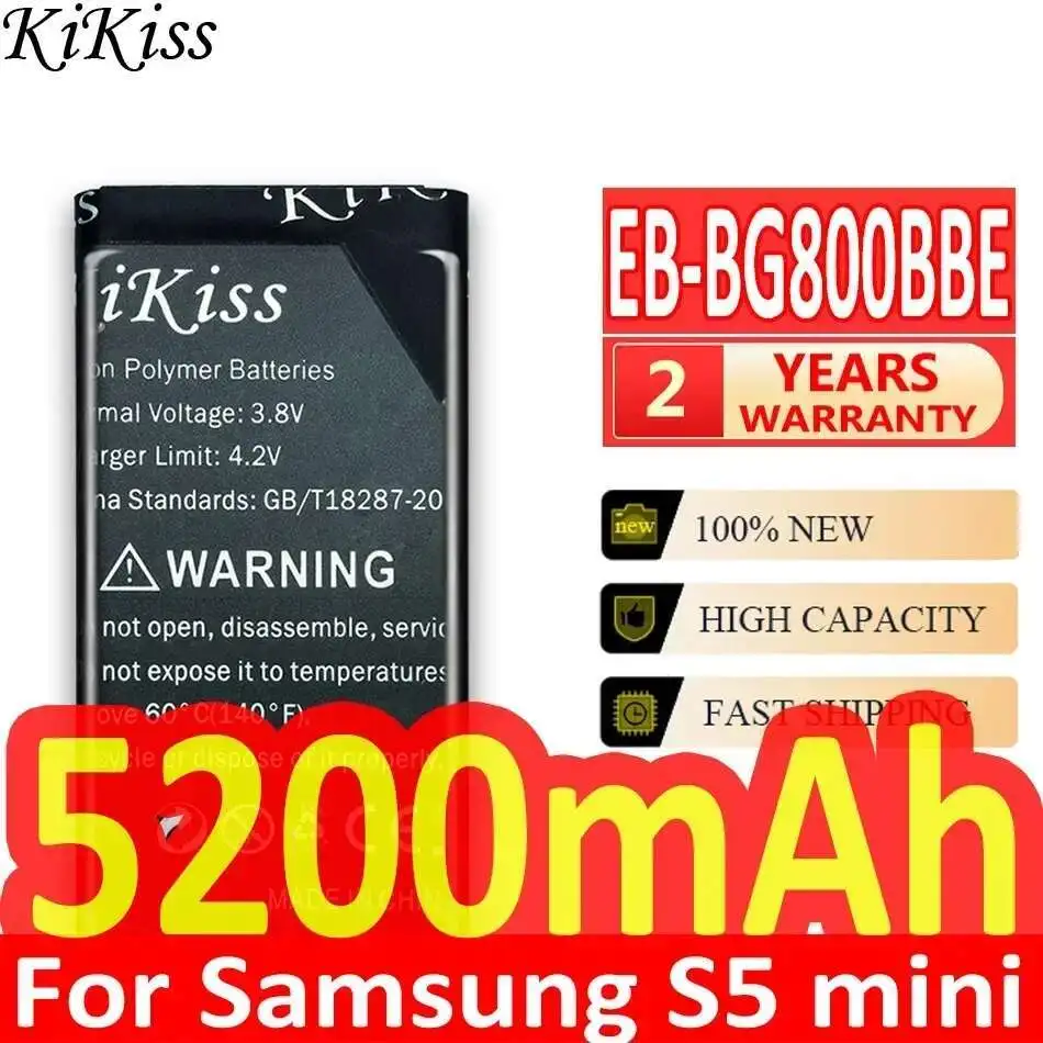

Аккумулятор мобильного телефона EB-BG800BBE 5200 мАч для Samsung Galaxy S5 Mini S5mini G870 G870W G870A SM-G800F SM-G800H EB BG800BBE