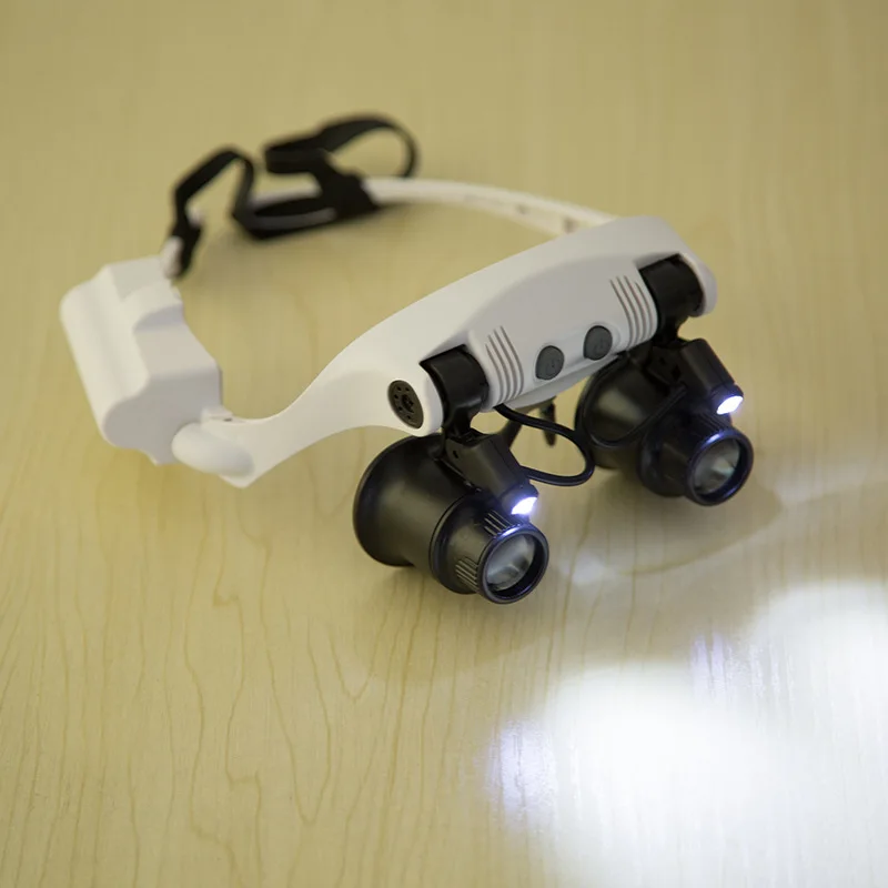 Magnifying Glasses 10X 15X 20X 25X Led Light Lamp Head Loupe Jeweler Headband Magnifier Eye Glasses Optical Glass Tool Repair