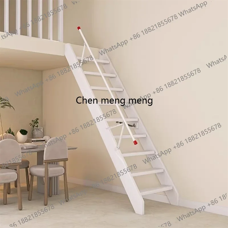Space Saving Wooden Folding Loft Ladder - Invisible Wall Mounted Attic Staircase  Easy Pull Down & Hideaway Easy To Install