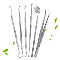 Stainless Steel Dentist Oral Tools Cleaning Flossing Tartar Removal Easy to Clean Not Easy to Break Dental Oral Mirror 6Pcs/Set