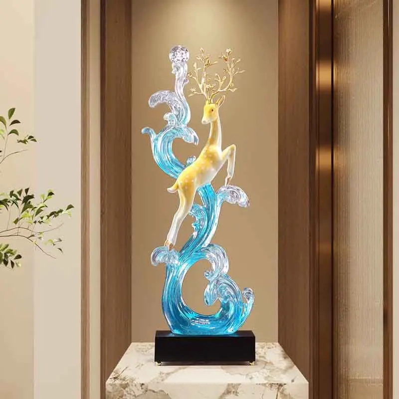 l*-Nordic Room Decor, Deer Sculpture Ornament, Transparent Resin Artwork, Crafts Home Desktop Decoration, Luxury Gifts,