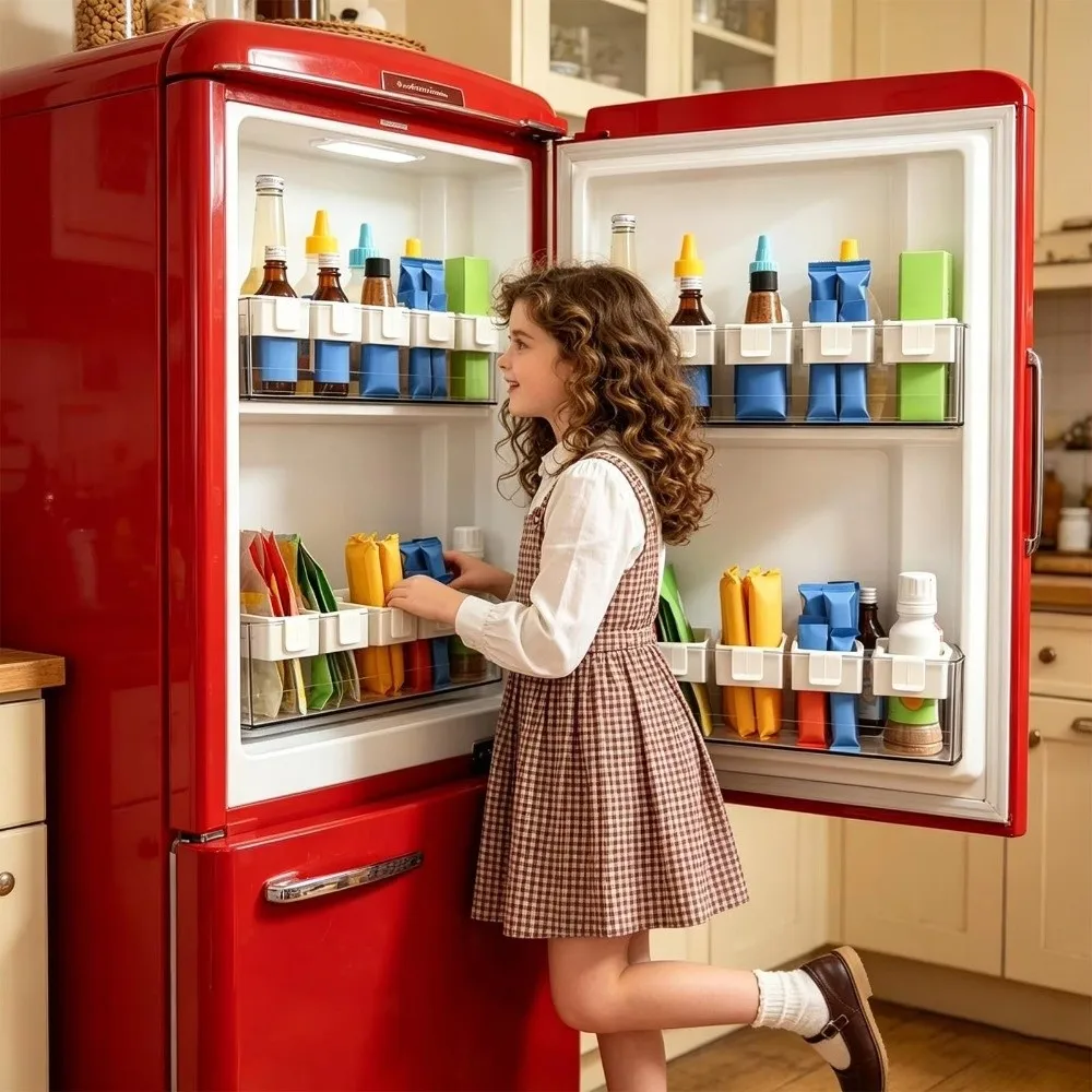 Retractable Refrigerator Storage Divider Snap-on Type Expandable Baffle Divider Free Adjustment Side Door Storage Partition