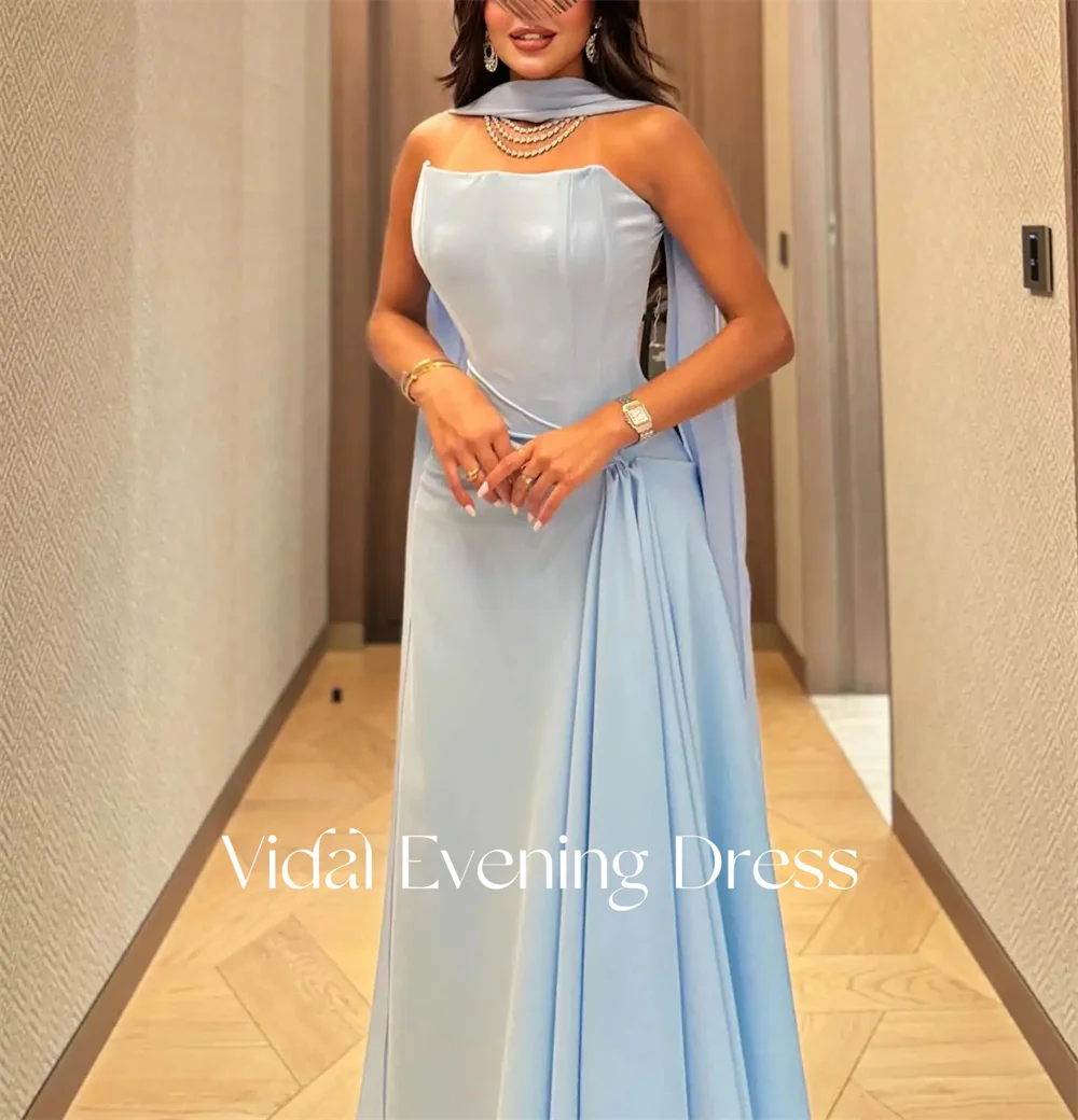 

Vindal Customized Exquisite Pleats Ribbons Strapless Evening Dresses Chiffon Party Gowns فساتين سهره ن