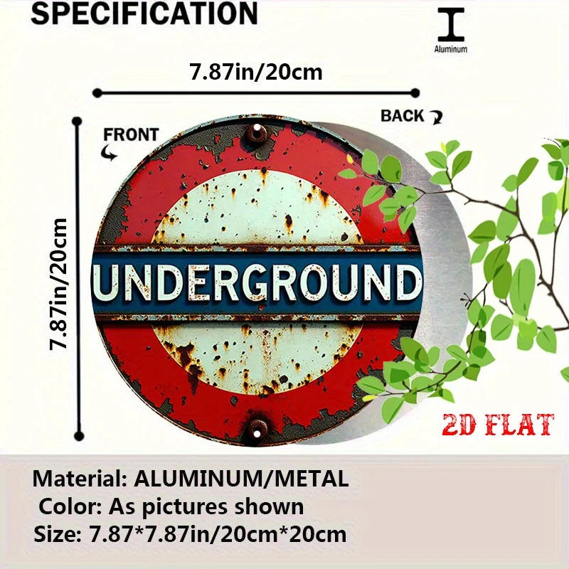 2D flat 1pc retro London Underground circular wooden sign, perfect for home, garage and cafe decoration