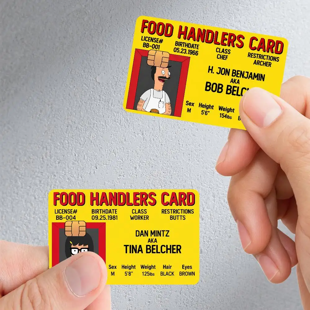 B-Bobs Burgers Food Handlers Bank Card Sticker Film Tape Skin For Credit Card Debit Card Waterproof Stickers