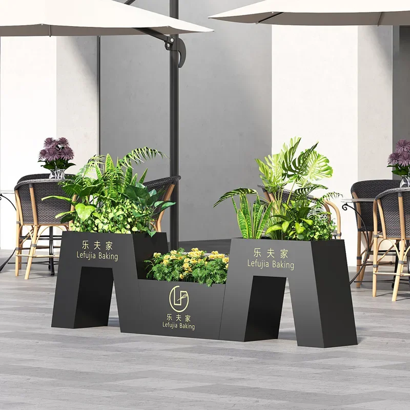 Wrought iron flower box combination outdoor metal flower bed flower slot planting box partition external pendulum